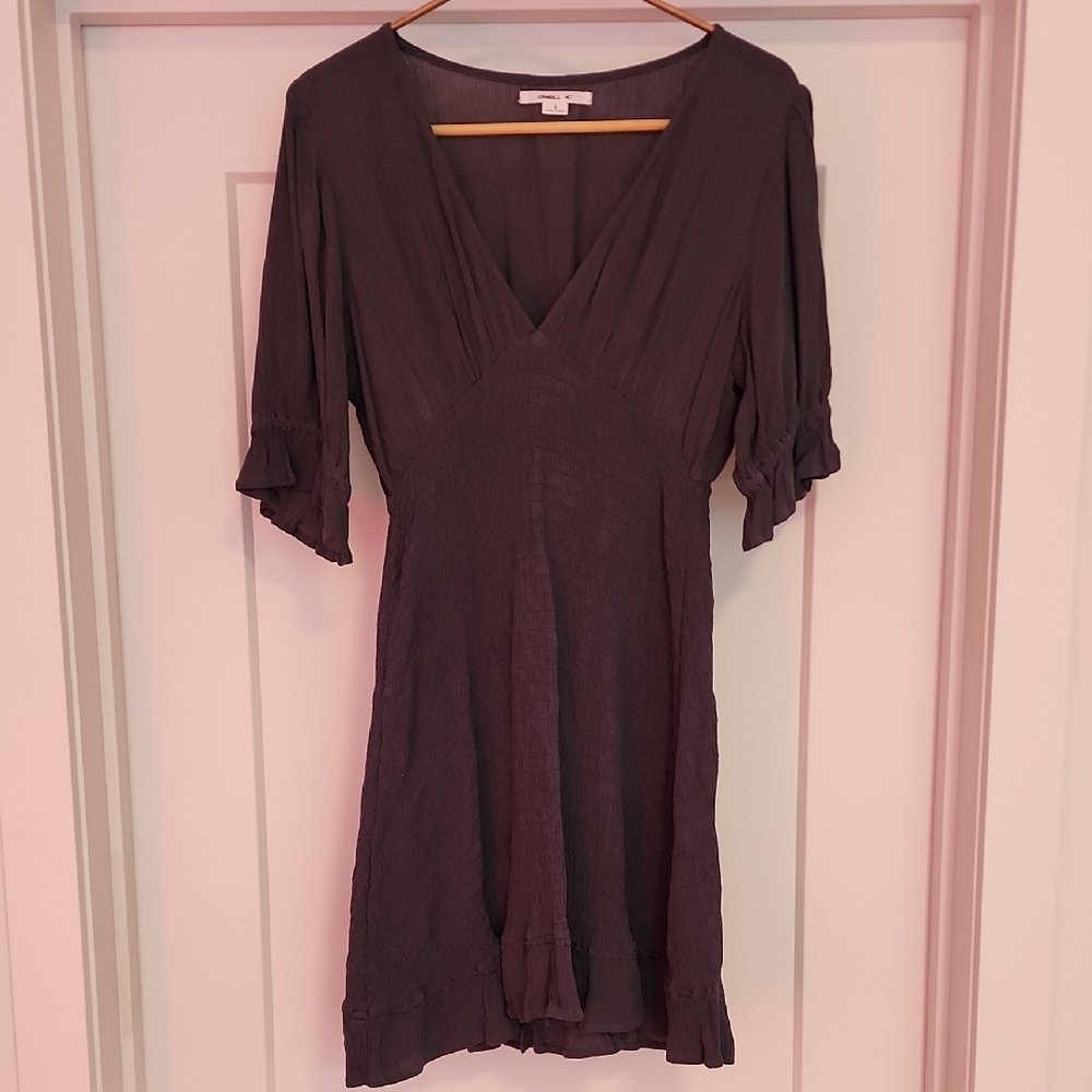 New O'Neill Charcoal V-Neck Mini Dress